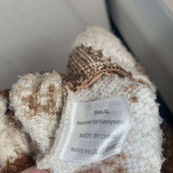 Brown Cow Print Sherpa Quarter Zip Pockets Ladies Sz XL Jacket - Picture 6 of 6